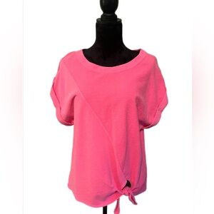 Anthropologie Pilcro Pink Relaxed Tie Front Short Sleeve T-Shirt- Medium